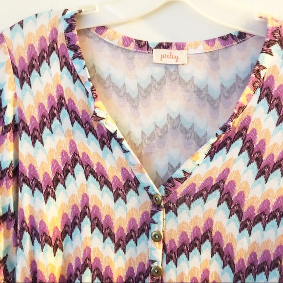 PIXLEY FUN TRIBAL STYLE ZIGZAG STRIPE TOPโ M - Picture 2 of 5
